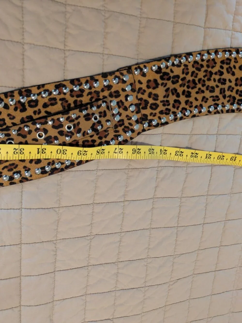 Y2K & Indie Style leopard print silver-tone buckle belt Size M.